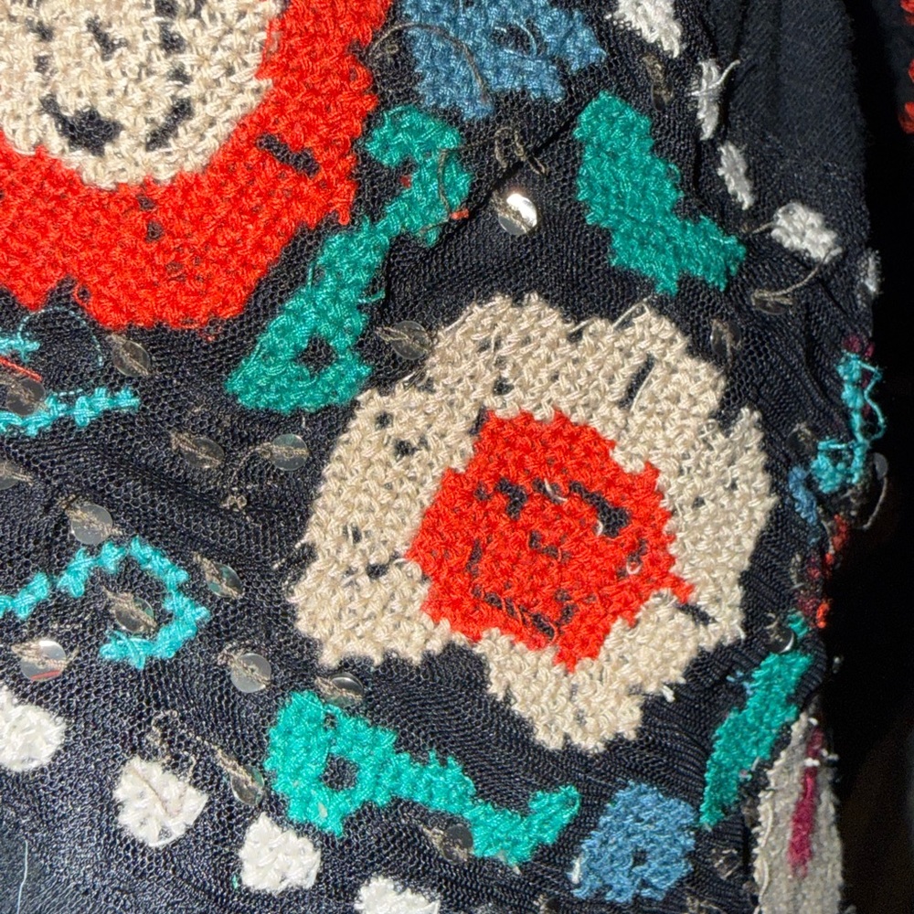 Free People Black Top with Colorful Floral Embroidery - Picture 5 of 5